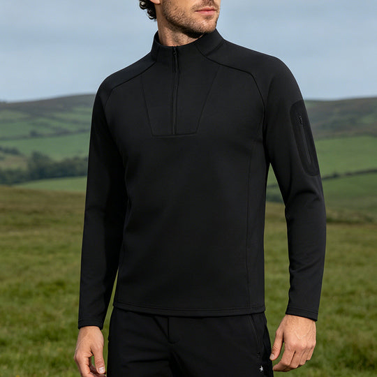 Funktions-Sportshirt mit halbem Reißverschluss