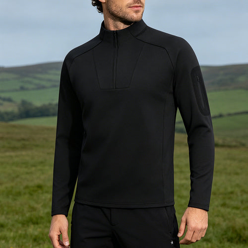 Funktions-Sportshirt mit halbem Reißverschluss