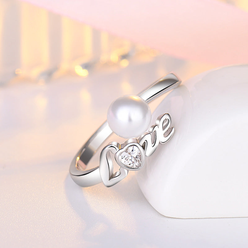 Damen Verführerischer Ring mit elegantem Hauptstein und Perlenaquarien Shop Nory