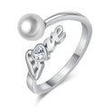 Damen Verführerischer Ring mit elegantem Hauptstein und Perlenaquarien Shop Nory