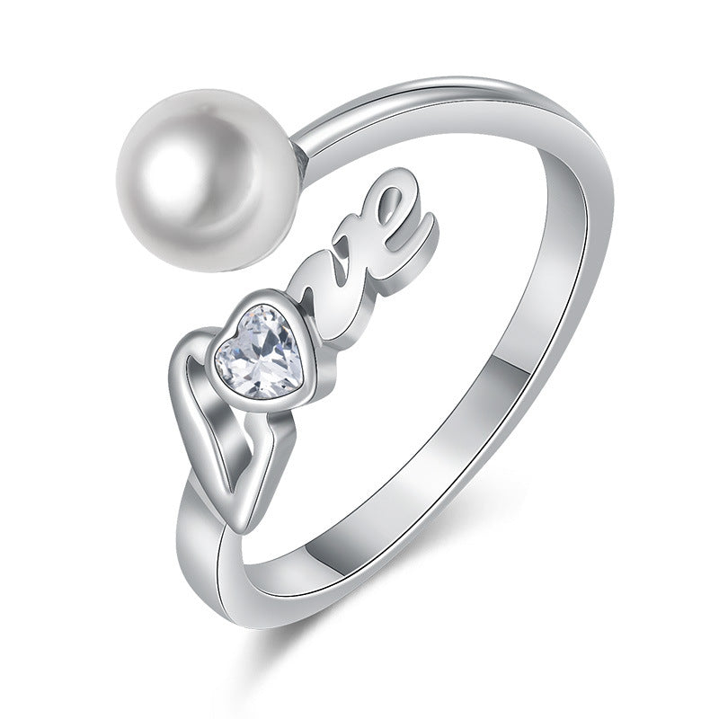 Damen Verführerischer Ring mit elegantem Hauptstein und Perlenaquarien Shop Nory