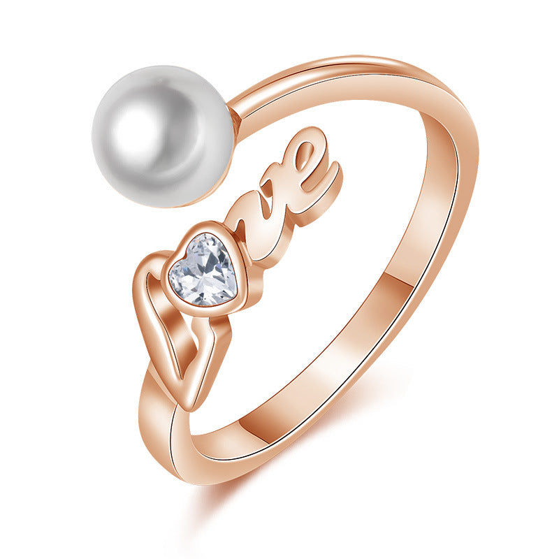 Damen Verführerischer Ring mit elegantem Hauptstein und Perlenaquarien Shop Nory