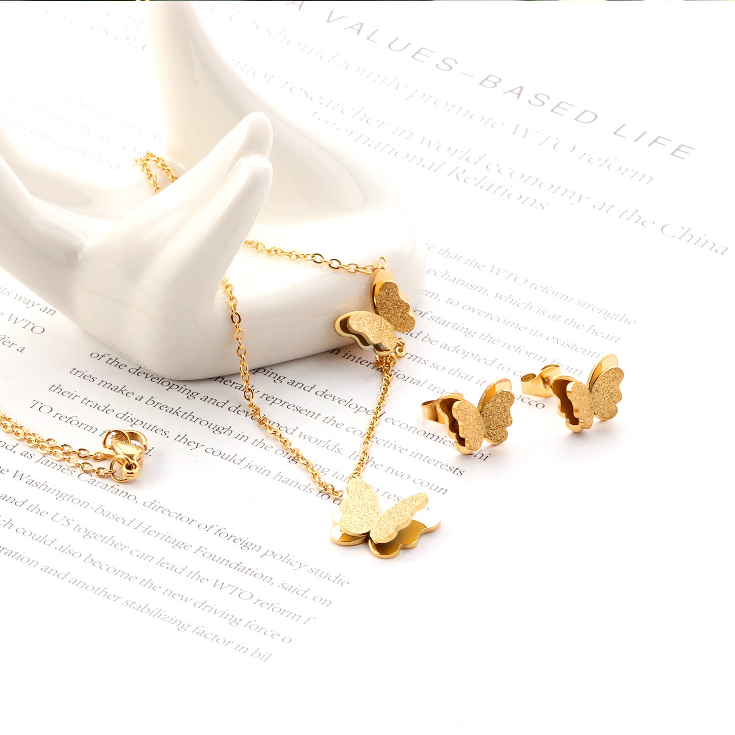 Damen Schmuckset mit elegantem Schmetterlingsdesign aus hochwertigem Edelstahl Shop Nory