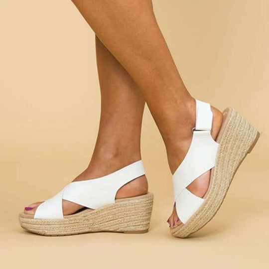 Damen Wedge-Sandalen mit verstellbarem Riemen und stylischem Kreuzdesign