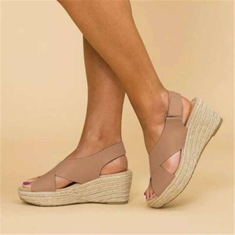 Damen Wedge-Sandalen mit verstellbarem Riemen und stylischem Kreuzdesign
