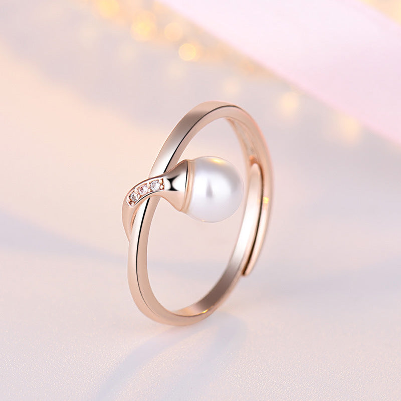 Damenring mit elegantem Perlenakzent und funkelndem Zirkonia-Besatz Shop Nory
