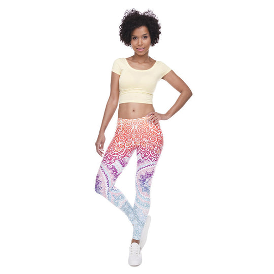 Damen Mandala-Ombre Leggings mit hohem Bund und formendem Stretch Shopy Nory