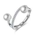 Damen offener Ring mit elegantem Perlenbesatz und funkelnden Zirkonia Shop Nory