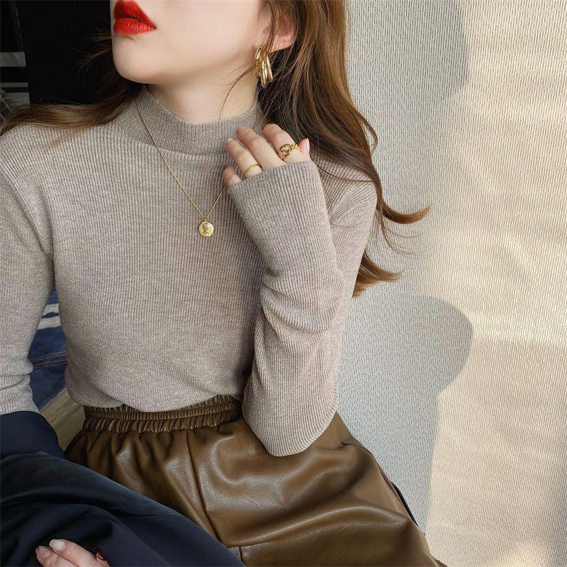 Damen-Strickpullover mit Stehkragen, figurbetont