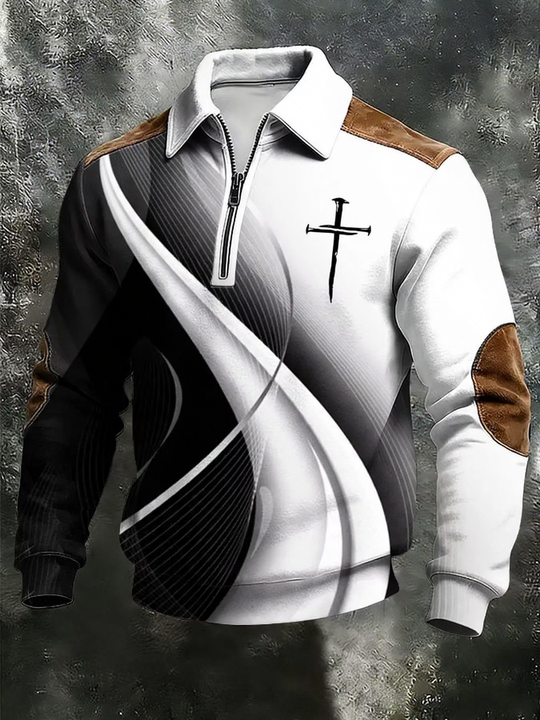Herren-Sweatshirt mit 3D-Druck und Reißverschluss