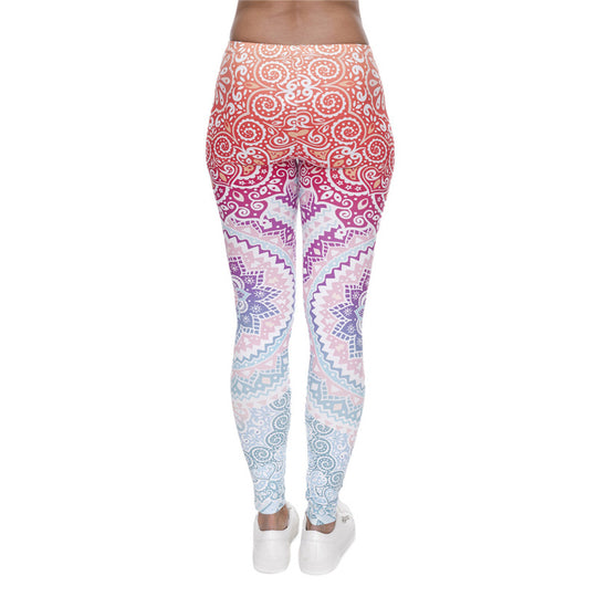 Damen Mandala-Ombre Leggings mit hohem Bund und formendem Stretch Shopy Nory