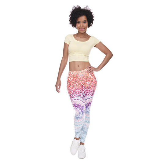 Damen Mandala-Ombre Leggings mit hohem Bund und formendem Stretch Shopy Nory