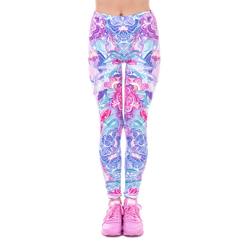 Damen Mandala-Ombre Leggings mit hohem Bund und formendem Stretch Shopy Nory