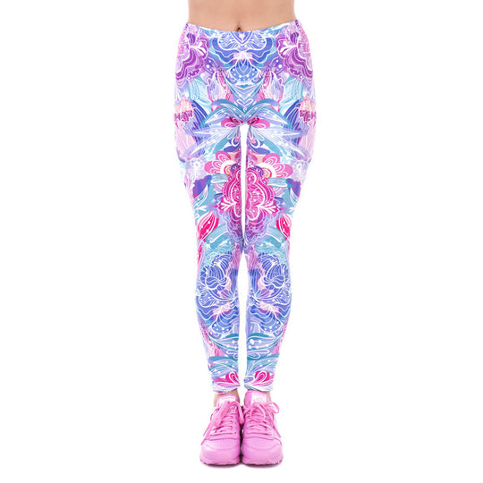 Damen Mandala-Ombre Leggings mit hohem Bund und formendem Stretch Shopy Nory