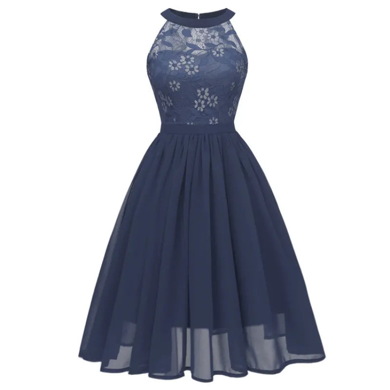 Chiffonkleid mit Spitze und Rüschen