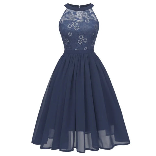 Chiffonkleid mit Spitze und Rüschen