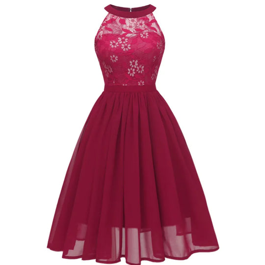 Chiffonkleid mit Spitze und Rüschen