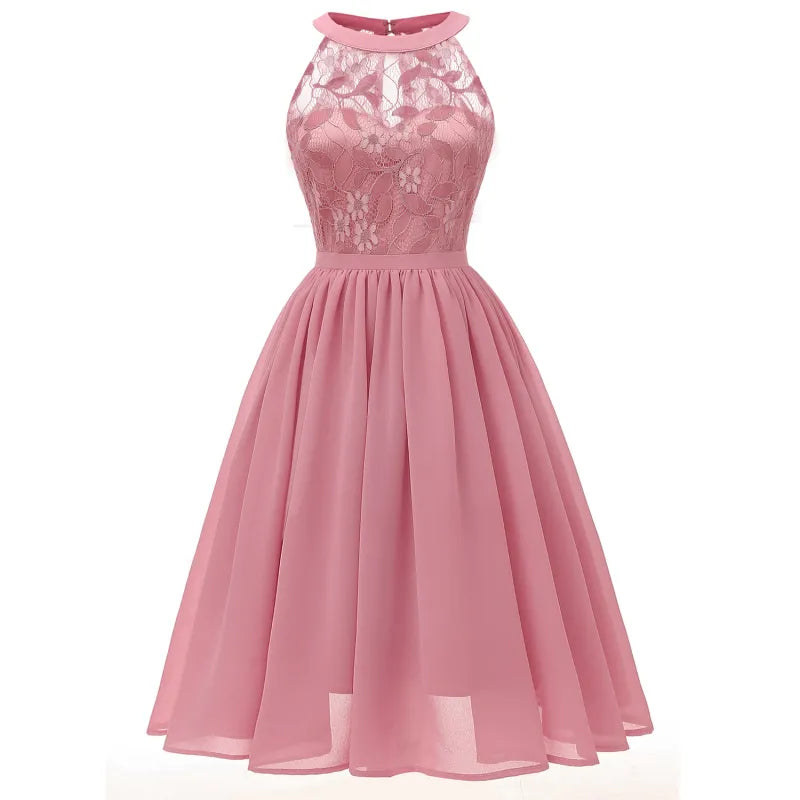Chiffonkleid mit Spitze und Rüschen