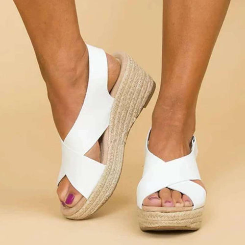 Damen Wedge-Sandalen mit verstellbarem Riemen und stylischem Kreuzdesign