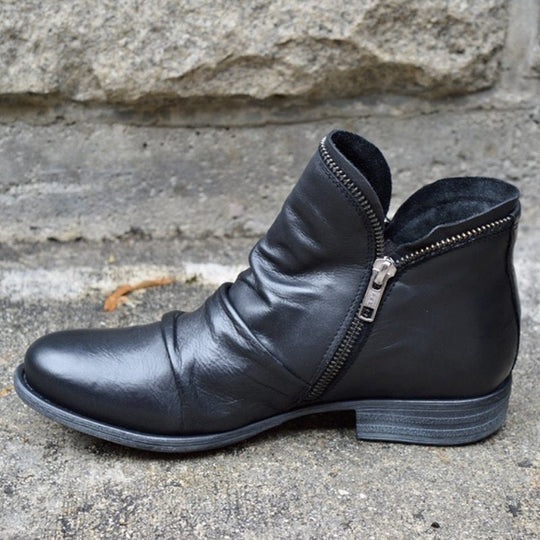 Lederstiefel mit Reißverschluss