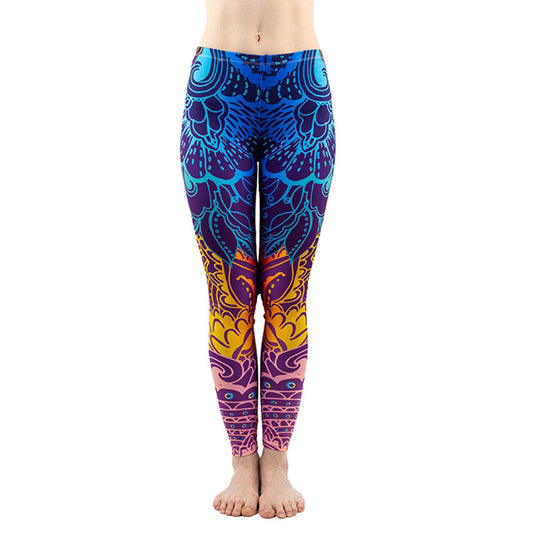 Damen Mandala-Ombre Leggings mit hohem Bund und formendem Stretch Shopy Nory