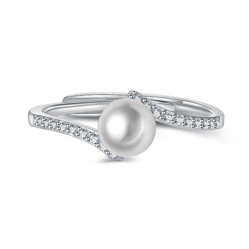 Damenring mit eleganter Perle und funkelndem Zirkonia-Besatz Shop Nory
