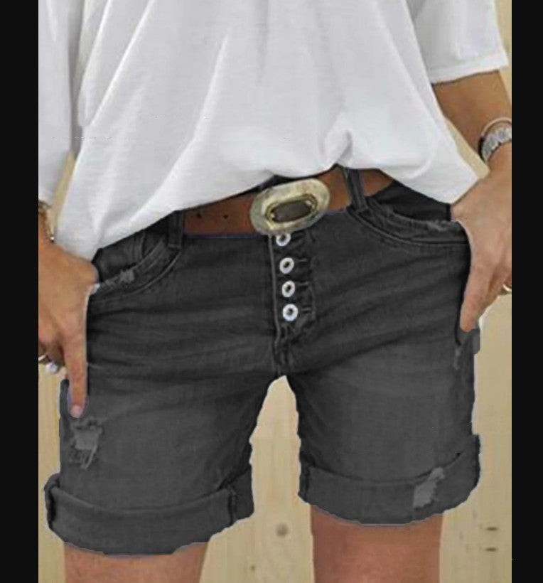 Lässige Ripped Denim-Shorts