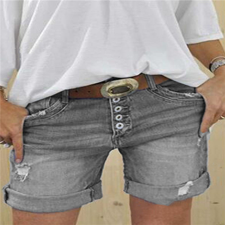 Lässige Ripped Denim-Shorts