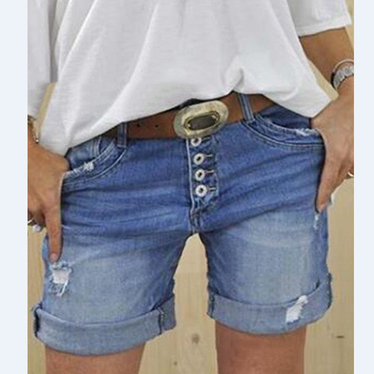 Lässige Ripped Denim-Shorts