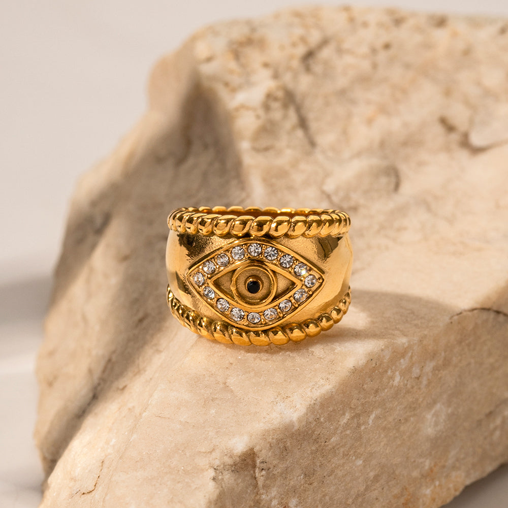 Ring "Nazar" Evil Eye in Edelstahl - 18k vergoldet | Shop Nory