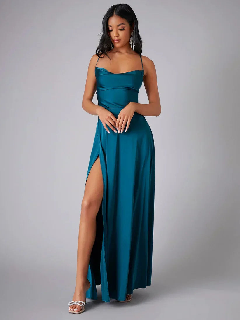 Seiden-Maxikleid mit Geflochtenem Rücken Kleid Dich für Formelle Anlässe Lucette