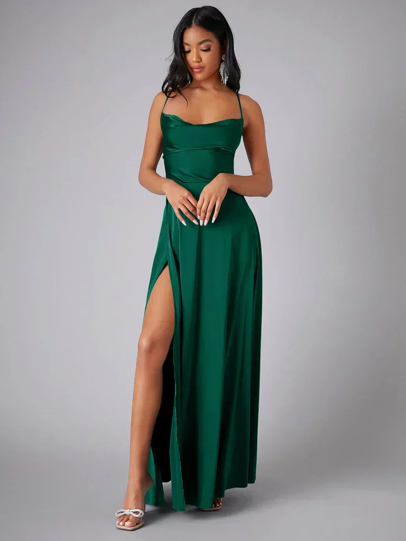 Seiden-Maxikleid mit Geflochtenem Rücken Kleid Dich für Formelle Anlässe Lucette
