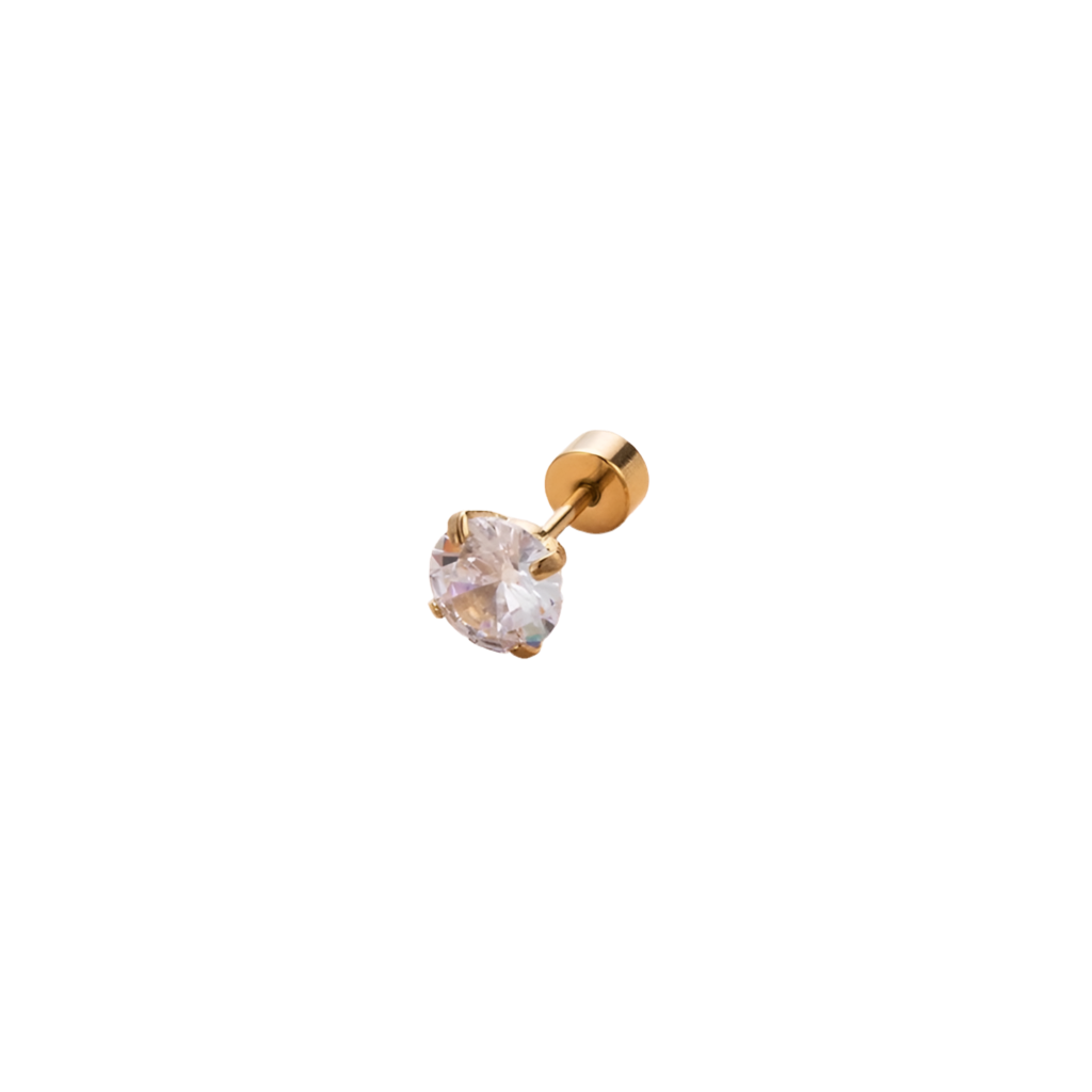 Ear Stud Ohrring mit Zirkoniastein in Edelstahl - 18k vergoldet | Shop Nory