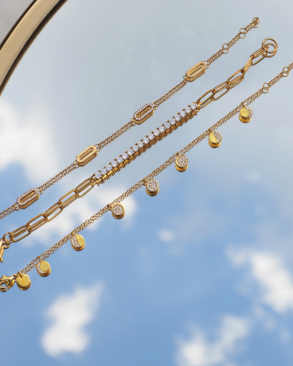 Luxe Tyra Kristall Gold Kettenarmband | Shop Nory