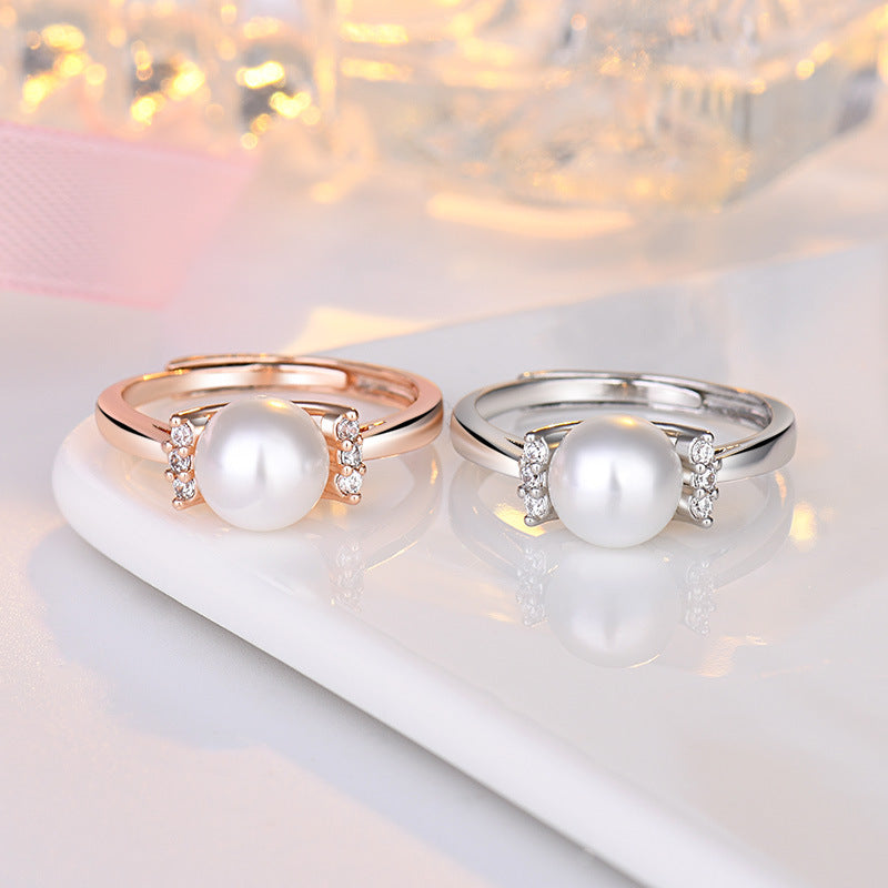 Damenring mit perfekter Süßwasserperle und funkelnden Zirkonia Shop Nory