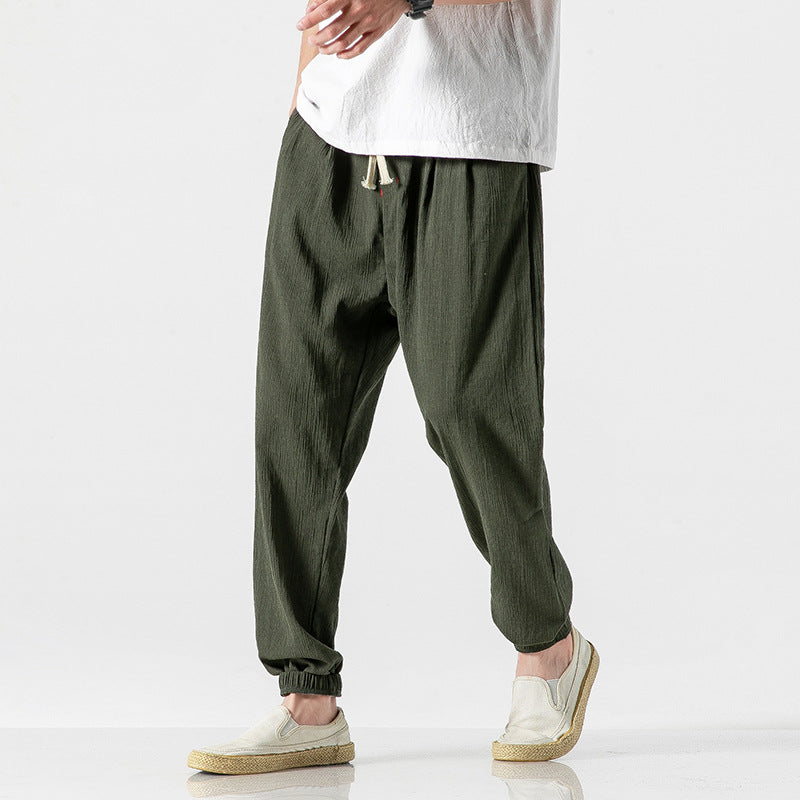 Herren leichte Leinenhose mit Tunnelzug und elastischen Bündchen Shop Nory