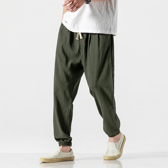 Herren leichte Leinenhose mit Tunnelzug und elastischen Bündchen Shop Nory