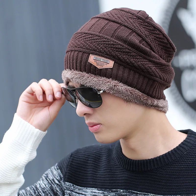 Strickmütze und Schal Set, gefüttert, Winter
