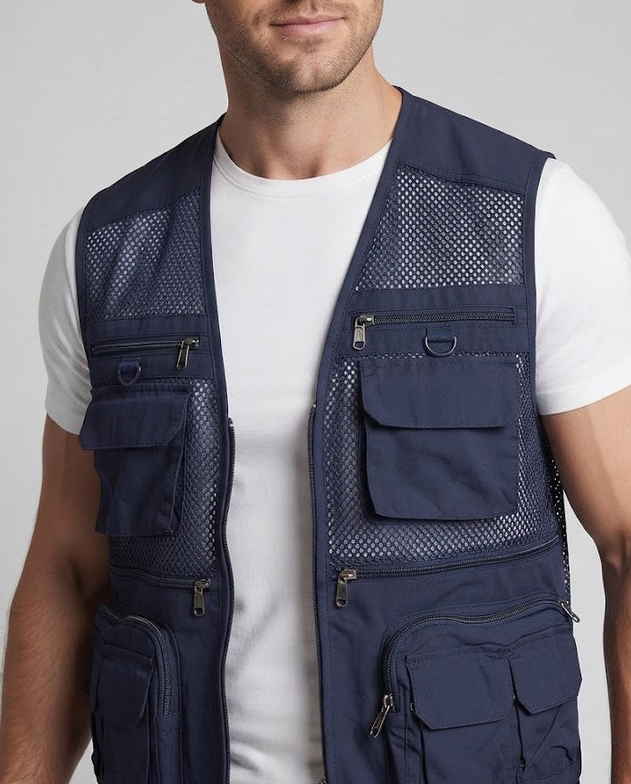 Herren multifunktionale Mesh-Utilityweste mit Mehrfachtaschen Shop Nory