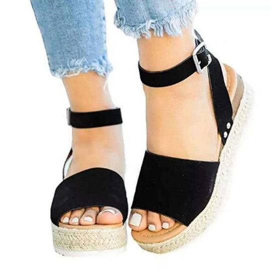 Damen Wedge-Sandalen mit elastischem Riemen und komfortablem Fußbett