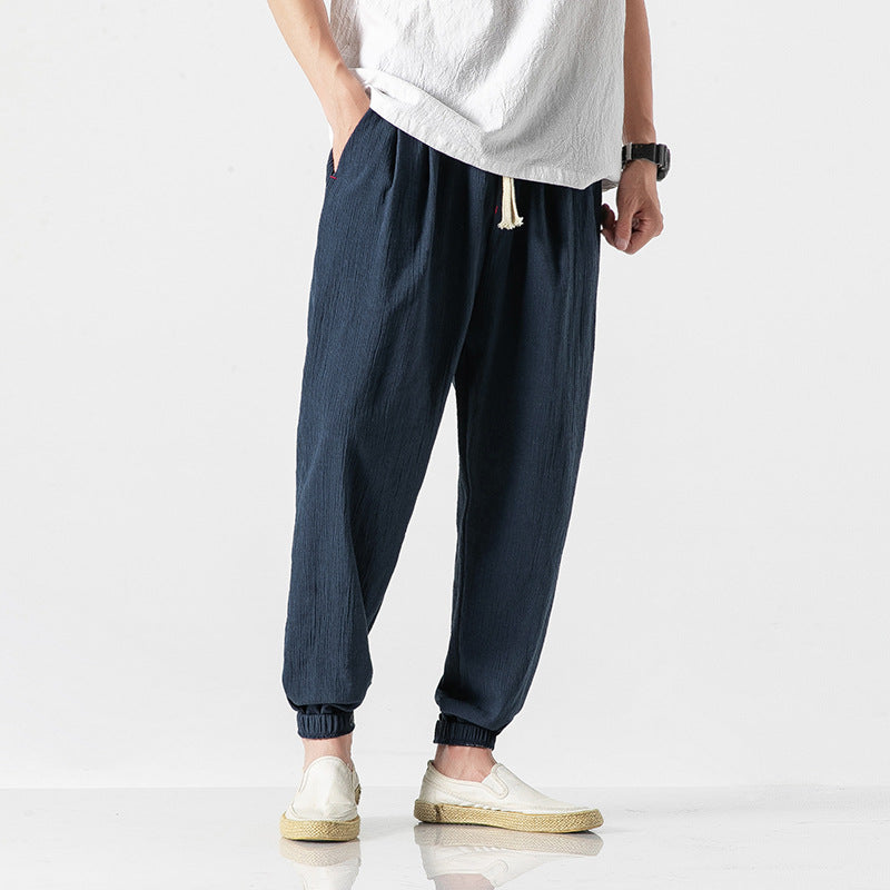 Herren leichte Leinenhose mit Tunnelzug und elastischen Bündchen Shop Nory