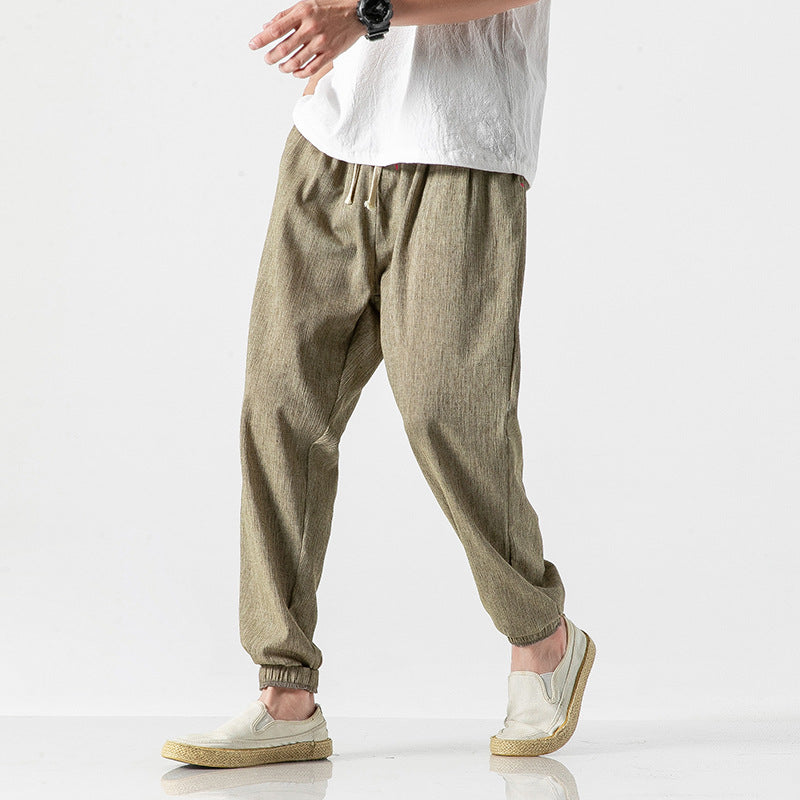 Herren leichte Leinenhose mit Tunnelzug und elastischen Bündchen Shop Nory