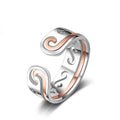 Damen Offener Ring mit kunstvollem geschwungenem Design und roségoldenen Akzenten Shop Nory