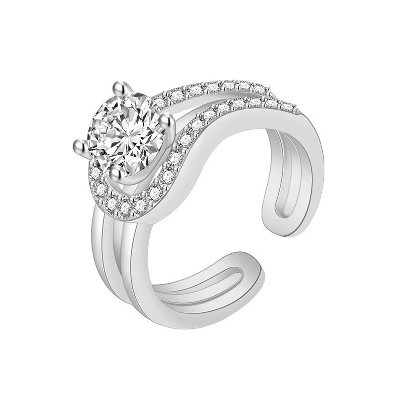 Damen Offener Ring mit kunstvollem geschwungenem Design und roségoldenen Akzenten Shop Nory