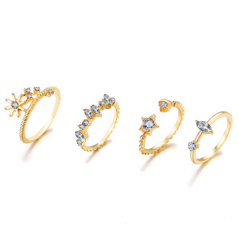 Damen Ring-Set mit funkelnden Elementen und filigranen Designs Shop Nory