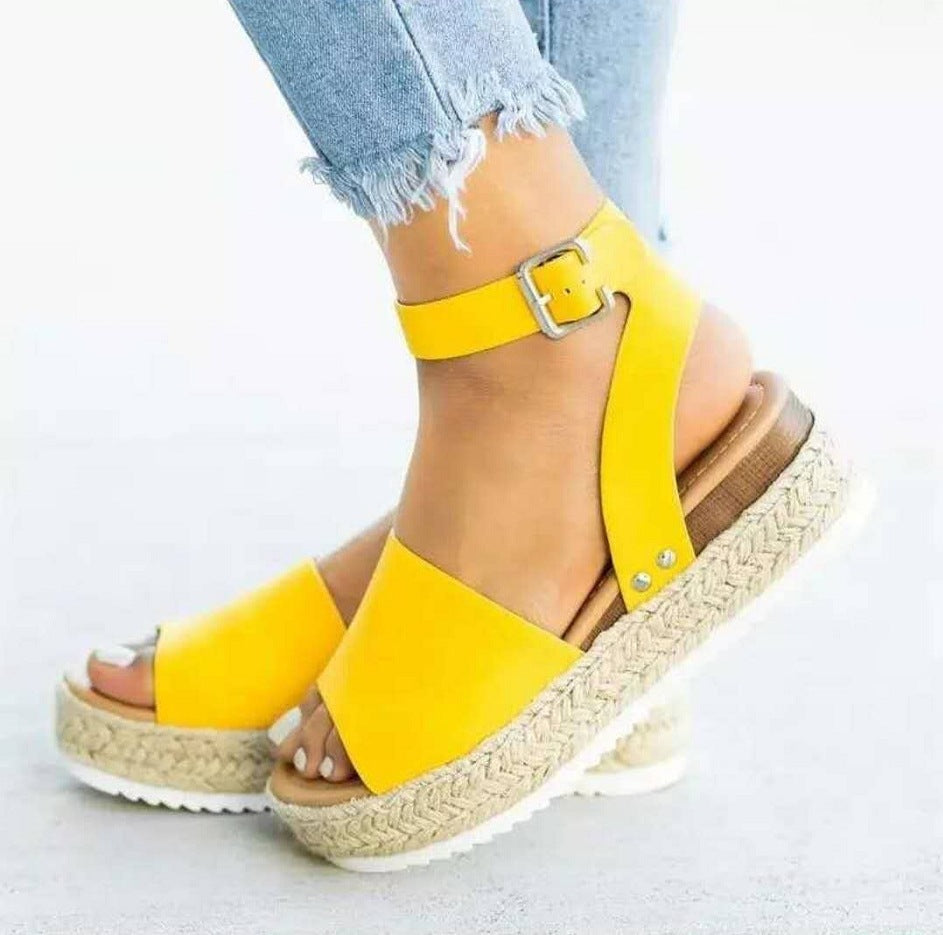 Damen Wedge-Sandalen mit elastischem Riemen und komfortablem Fußbett