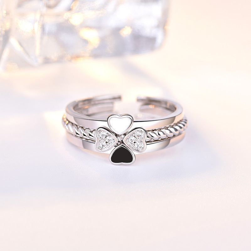 Damen Offener Ring mit kunstvollem geschwungenem Design und roségoldenen Akzenten Shop Nory