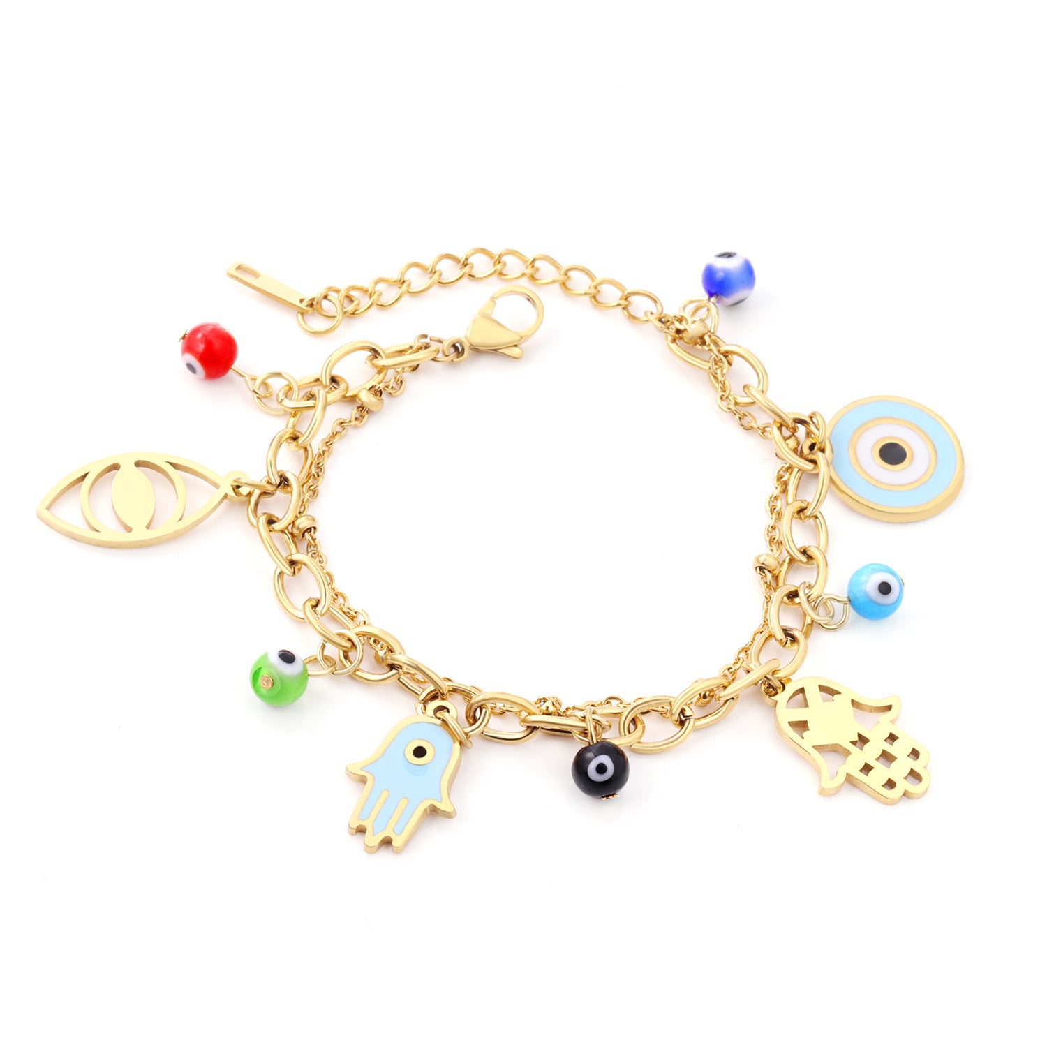 Damen Armband mit farbenfrohen Perlen und hochwertiger Edelstahl-Kette Shop Nory