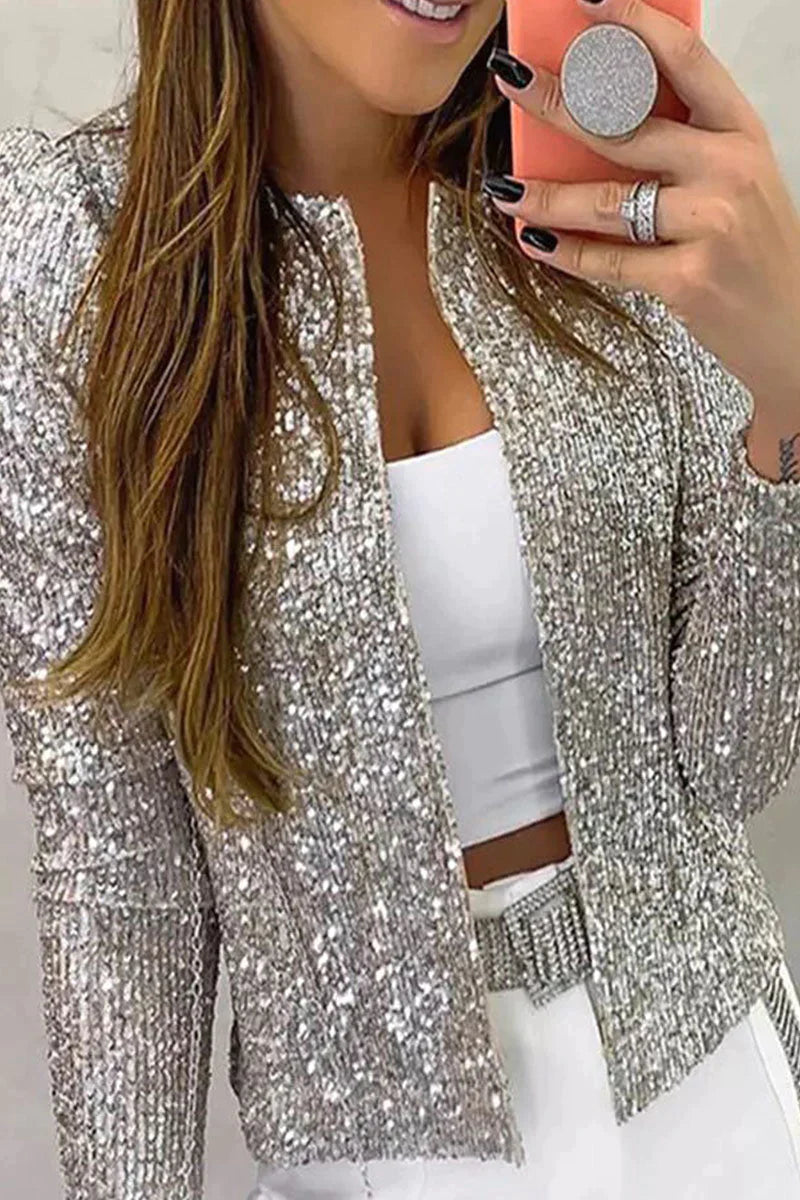 Pailletten-Strickjacke für Frauen :Be Trendy 2024