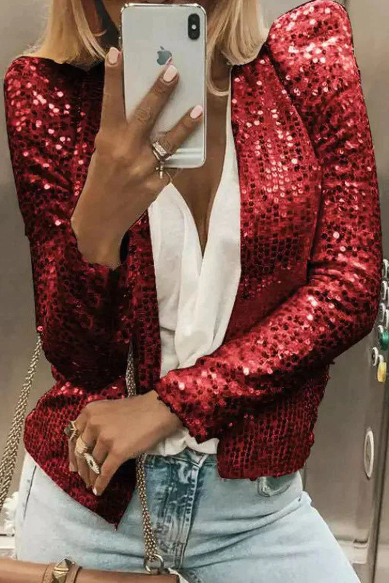 Pailletten-Strickjacke für Frauen :Be Trendy 2024